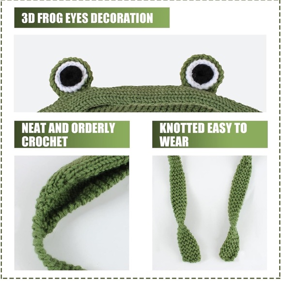 Cute Frog Hat Crochet Knitted Headband Hat - Picture 4 of 4